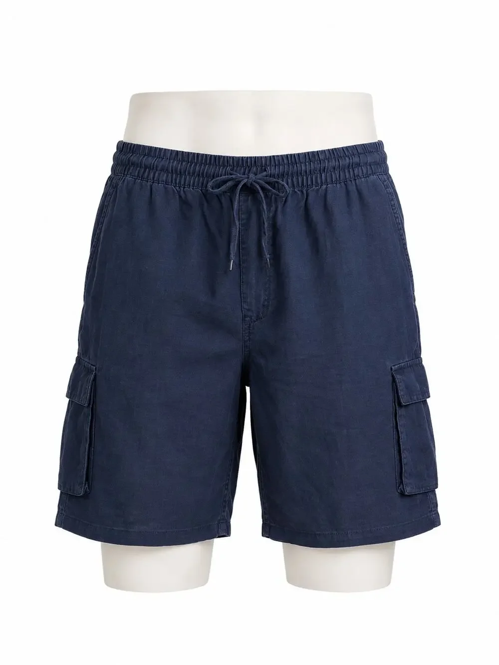 Onia Air Men's Linen Deep Navy Pull-On Drawstring Cargo Shorts  - Size L